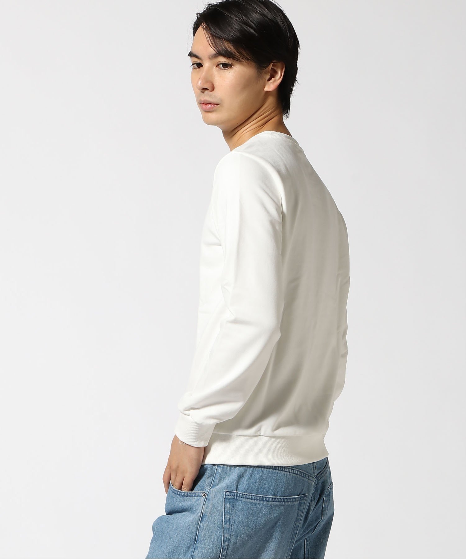 GUESS スウェット(M)MEN'S L/Slv Sweatshirt ゲス トップス スウェット・トレーナー ブラック ホワイト