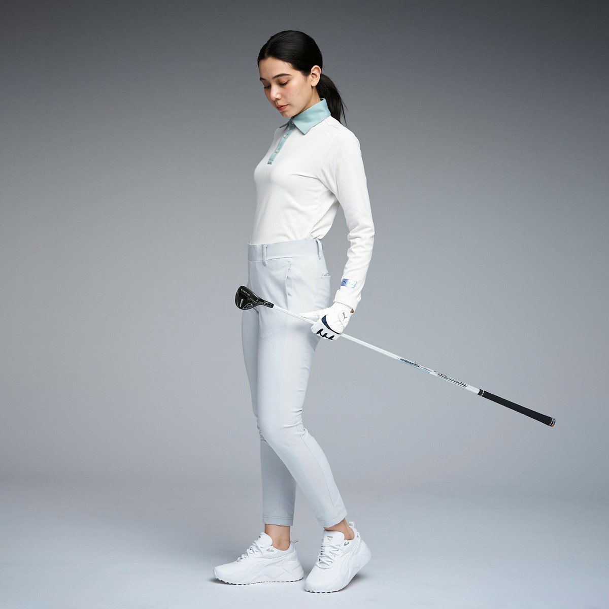 【SALE／30%OFF】PUMA ウィメンズ ゴルフ FOG ビッグ カラー 長袖 ポロシャツ プーマ トップス ポロシャツ ホワイト【送料無料】