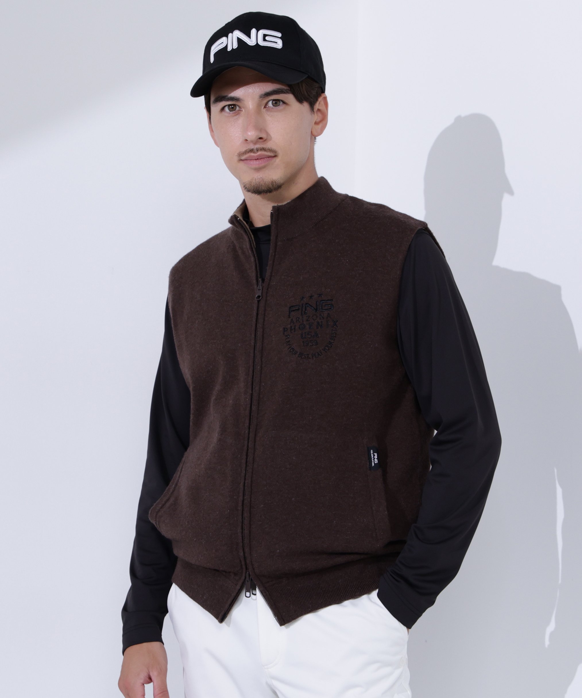 PING APPAREL プレーンニット/布帛 リバーシブルフルジップニットベスト ＜PERFORMANCE＞ (MENS) ピン ..