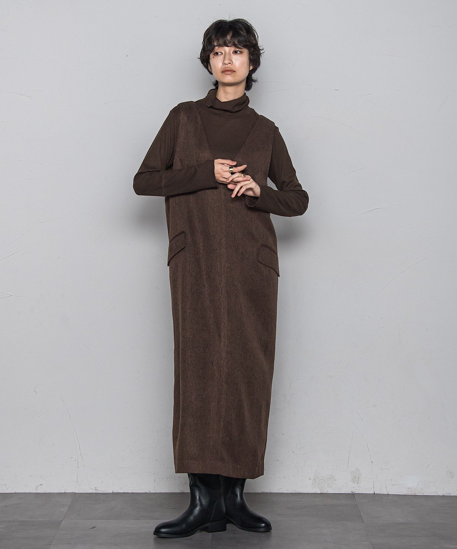 MAYSON GREY ライトツイードジャンパードレス≪手洗い可能≫ メイソングレイ ワンピース・ドレス ワンピース グレー ブラウン【送料無料】