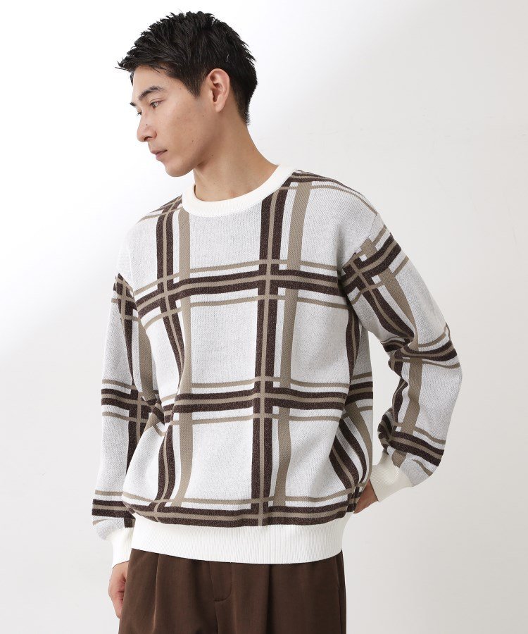 【SALE／15%OFF】THE SHOP TK チェックジャカードニット【洗濯機OK】 ザ ショップ ティーケー トップス..