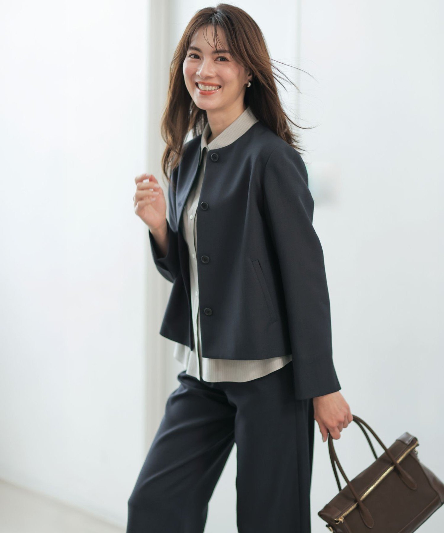 J.PRESS 【オンオフ使える】MULTI DRY クロス ノーカラー ジャケット ジェイプレス ジャケット・アウター ノーカラージャケット ネイビー グレー