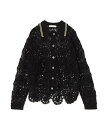 JieDa FLOWER HAND KINTTING CARDIGAN ジエダ トップス カーディガン ブラック グレー【送料無料】