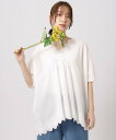 【SALE/30%OFF】SHOO・LA・RUE 【体型カバー/コットン100%】5分袖 スカラップレース刺繍ブラウス シューラルー トップス シャツ・ブラウス...