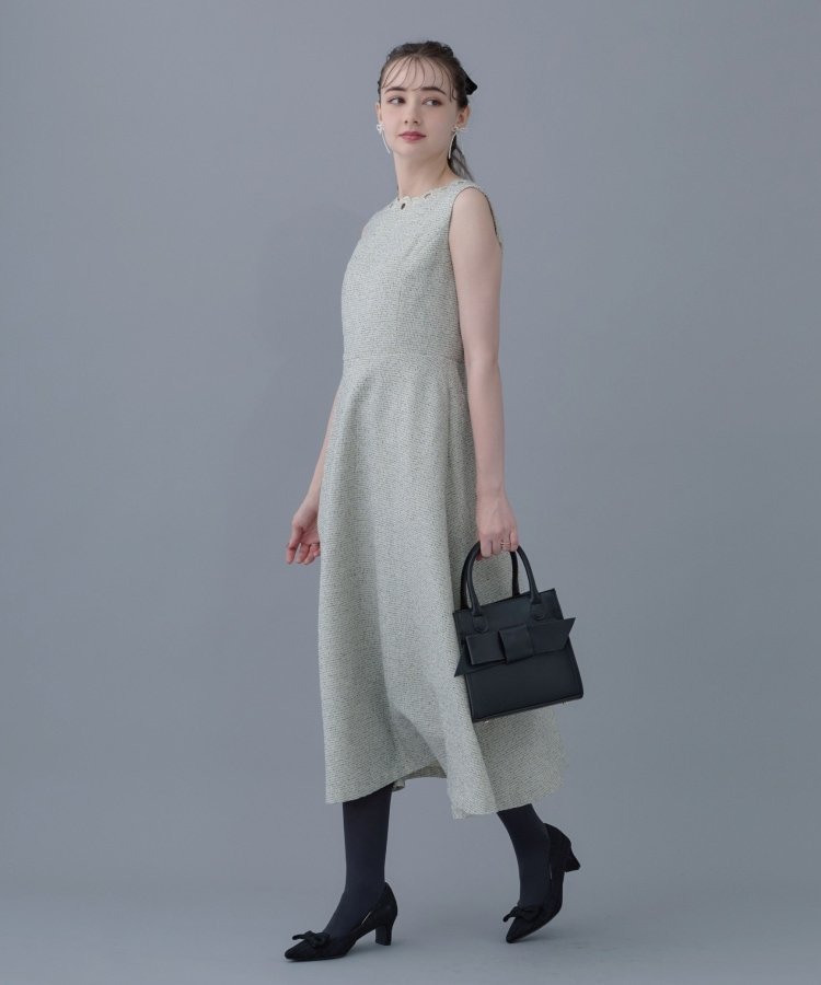 Couture Brooch 【美シルエット・上品ワンピ】エンブロネック ツイードワンピ クチュールブローチ ワンピース・ドレス その他のワンピース・ドレス ホワイト ブラック【送料無料】のサムネイル