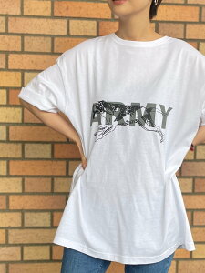 BEARDSLEY ＜FRIPIER・ユニセックス＞ARMY半袖Tシャツ(ドッグ) ビアズリー カットソー Tシャツ ホワイト【送料無料】