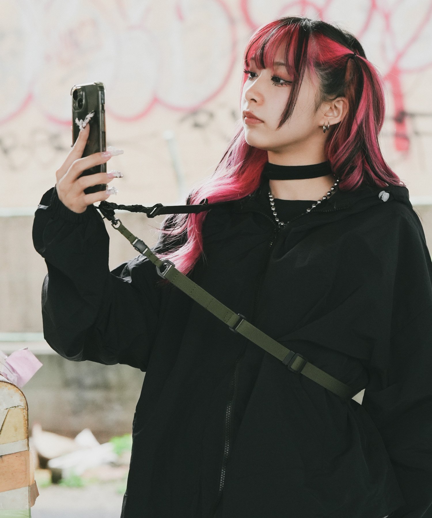 DEVICE+ WEBBING MULTI GEAR STRAP ギアストラップ スマホショルダー メンズ レディース デバイス バッグ ショルダーバッグ カーキグリーン オレンジ シルバー ブラック