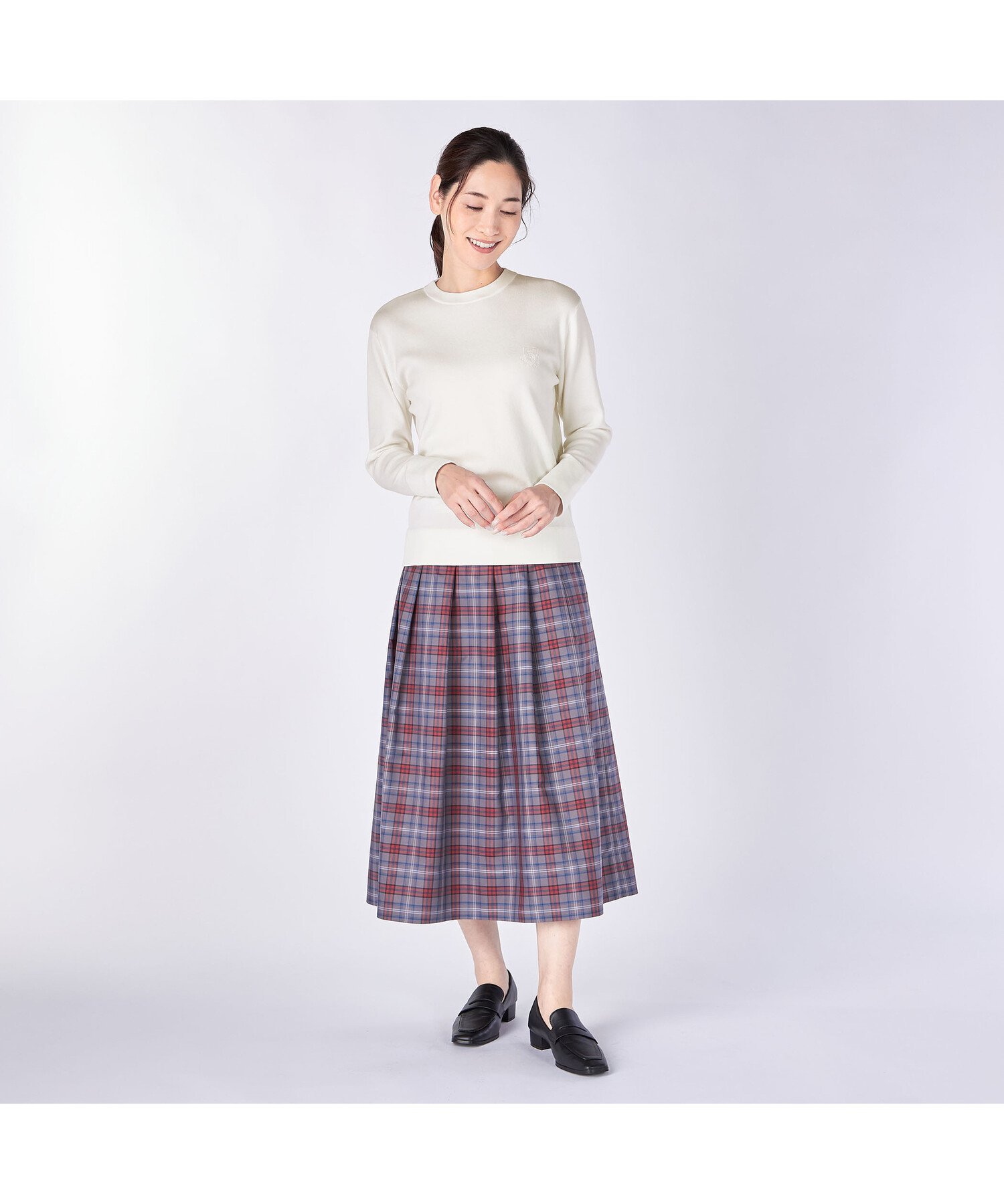 KEITH 【Lサイズ】トリムクルーネックニット キース トップス ニット ネイビー ホワイト