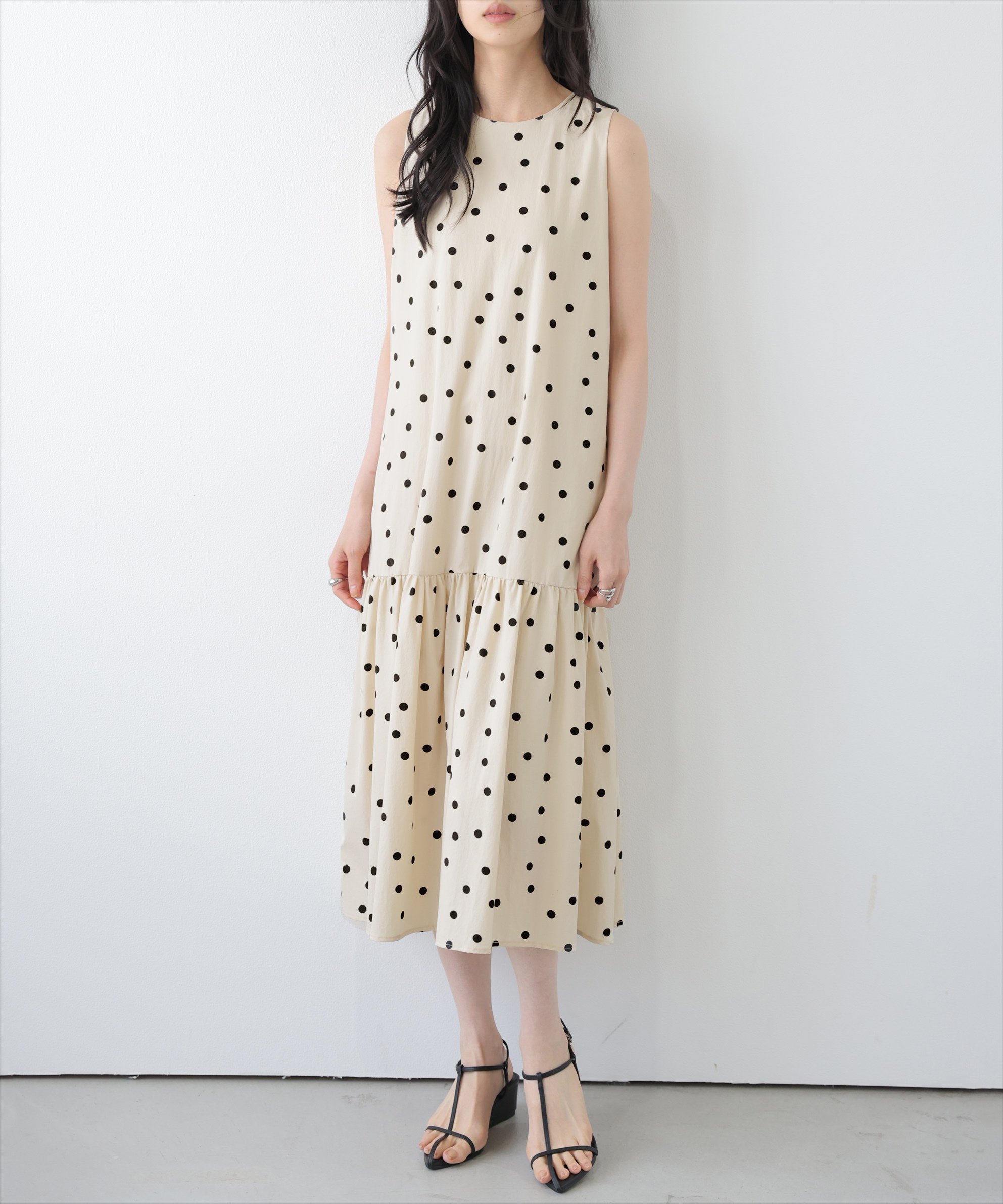 La-gemme ドットノースリーブワンピース ラジュール ワンピース・ドレス ワンピース ホワイト【送料無料】
