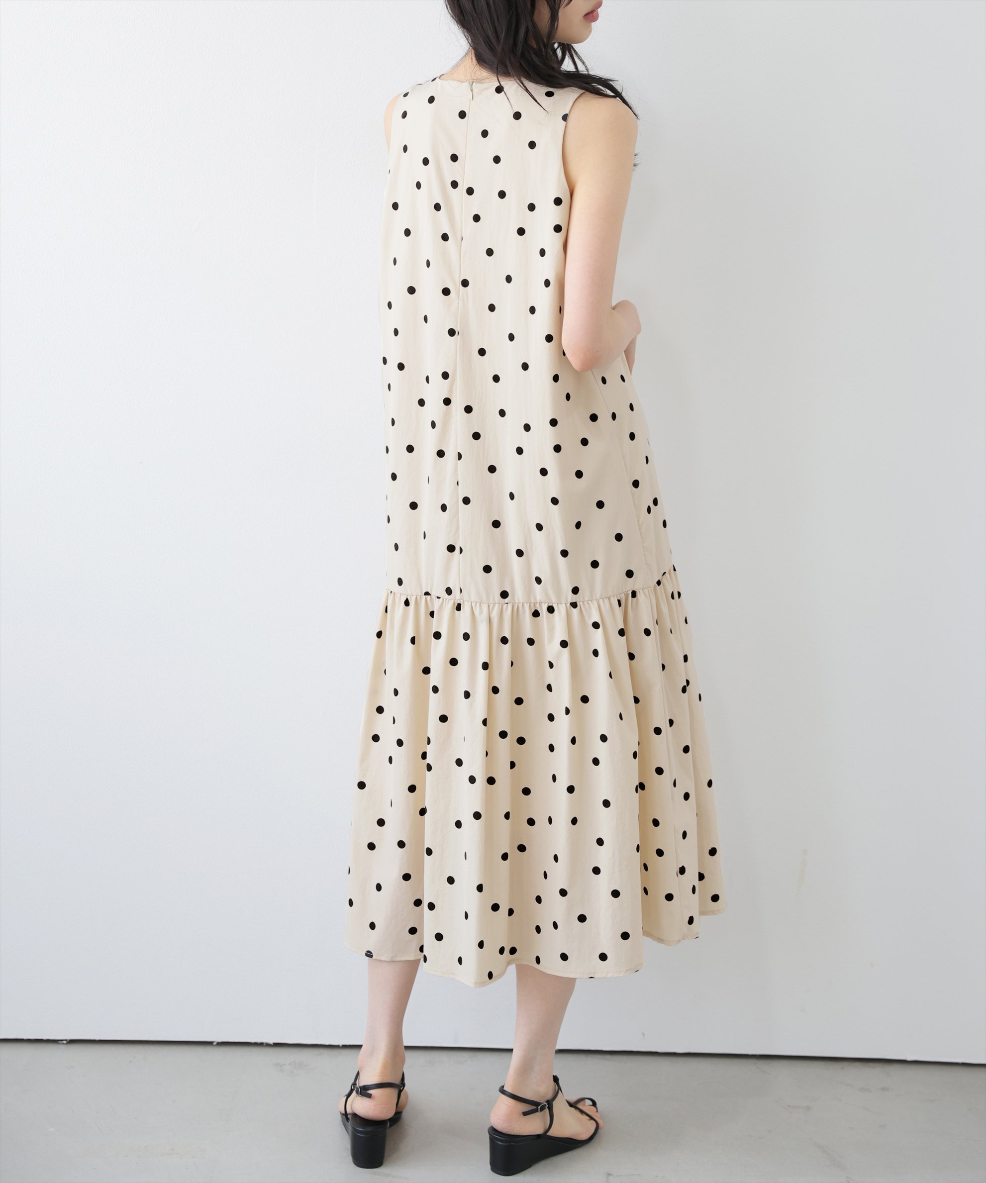La-gemme ドットノースリーブワンピース ラジュール ワンピース・ドレス ワンピース ホワイト