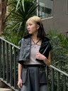【SALE/70%OFF】NICOLE CLUB 【WEB限定】フェイクレザーショートベスト ニコル クラブ トップス ベスト・ジレ ベージュ ブラック