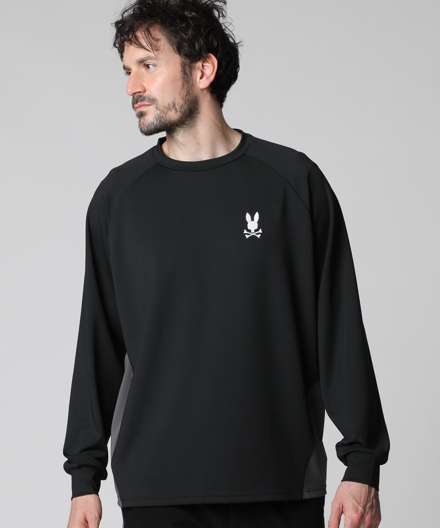 【SALE／40%OFF】Psycho Bunny 切替デザイン ロングスリーブTシャツ[SPORTS] サイコバニー トップス カットソー・Tシャツ ブラック ブルー【送料無料】
