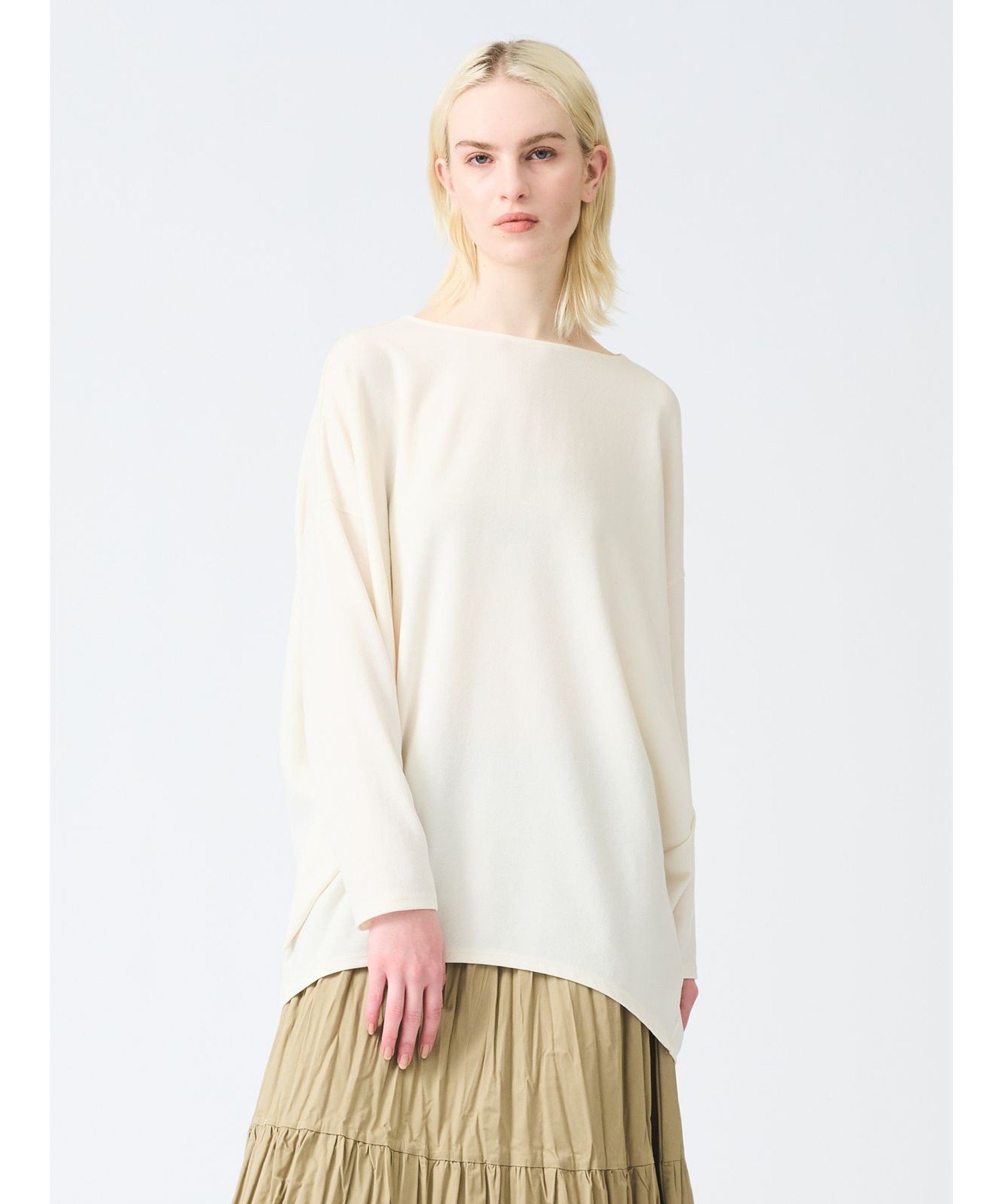 mizuiro ind mizuiro ind ジョーゼットボートネックコクーンプルオーバー マーコート トップス カットソー・Tシャツ ブラック ネイビー ホ...