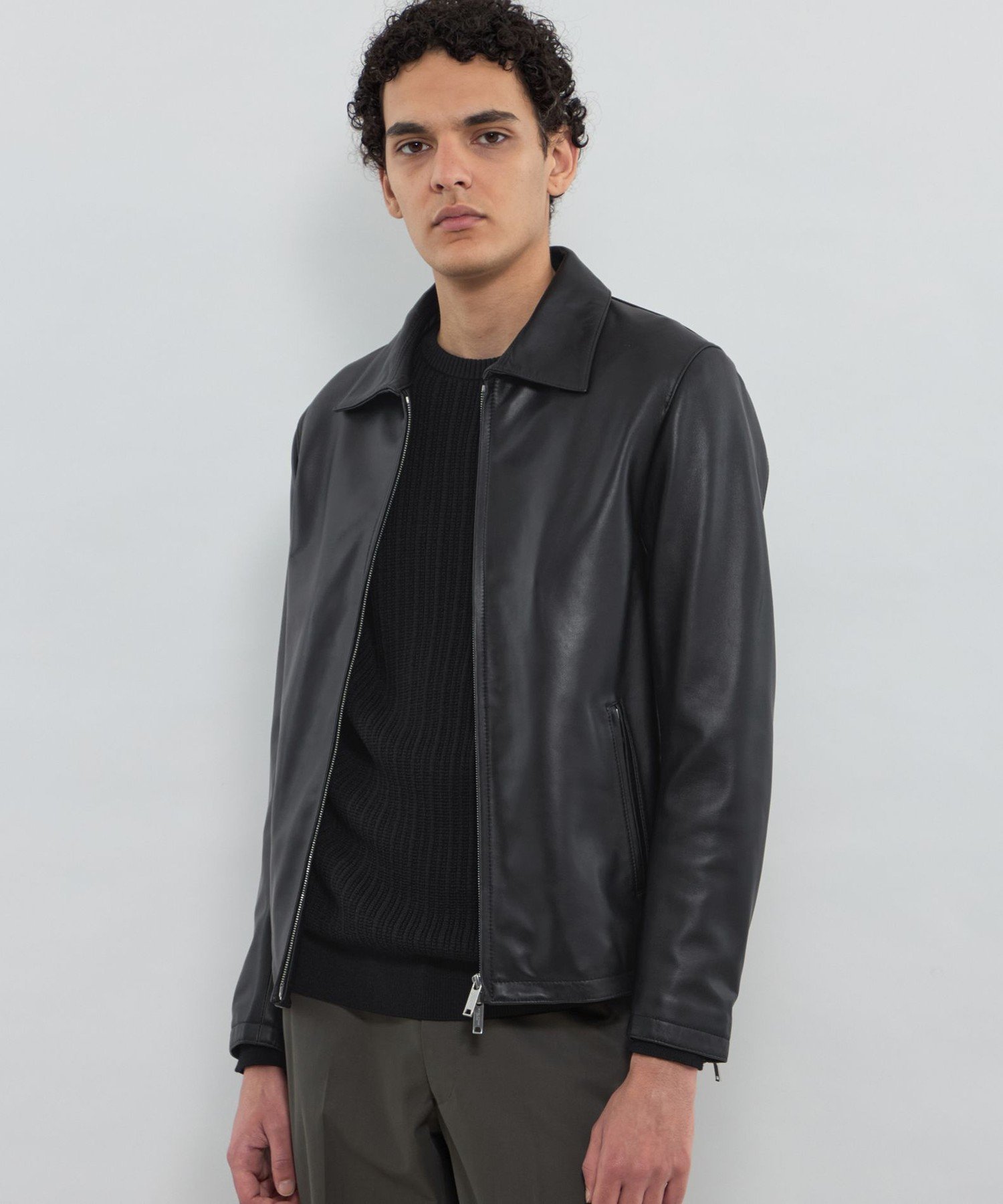 【Weather proofed Leather】レザーアビエータージャケット マッキントッシュ ロンドン ジャケット・アウター ブルゾン・ジャンパー ブルー ブラック