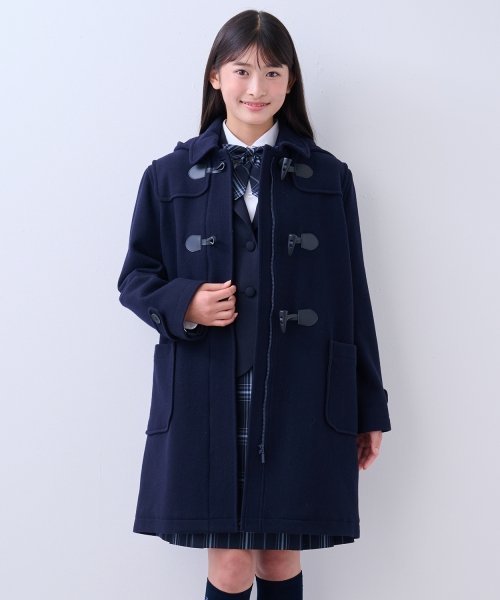 pom ponette junior 【卒服】【軽量キルティング裏地】 ダッフルコート ナルミヤオンライン ジャケット・アウター ダッフルコート ネイビー【送料...