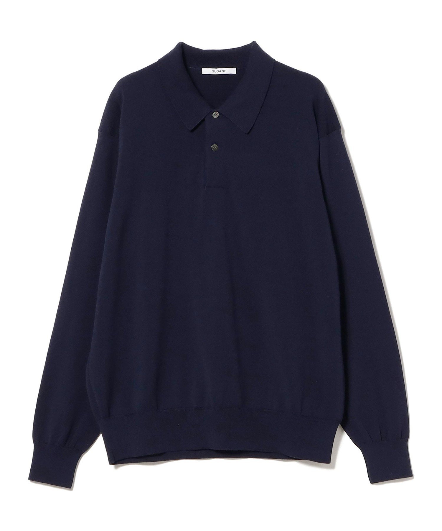 International Gallery BEAMS 【別注】SLOANE / コットン ニット ロングスリーブ ポロシャツ ビームス メン トップス ポロシャツ ブラック ネイビー【送料無料】