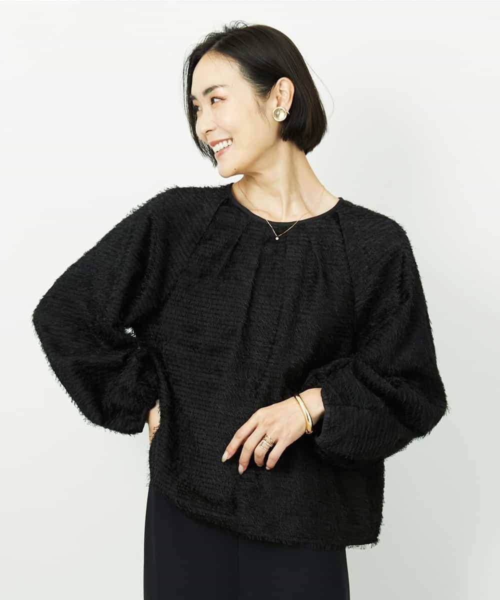 MICHEL KLEIN（小さいサイズ） [小さいサイズ][セットアップ対応]袖ボリュームブラウス メゾンドゥサンク トップス シャツ・ブラウス ブラック