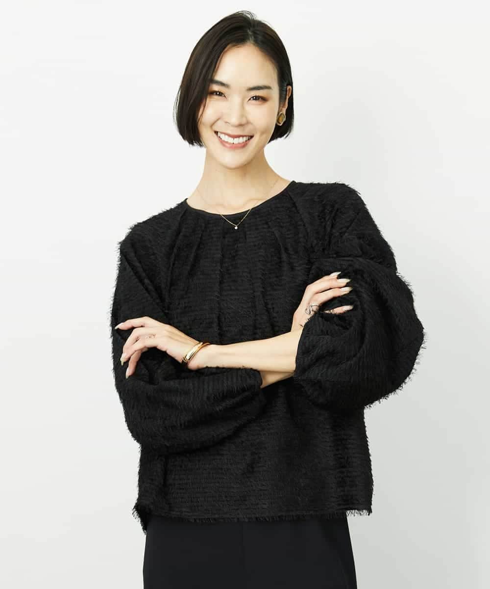 MICHEL KLEIN（小さいサイズ） [小さいサイズ][セットアップ対応]袖ボリュームブラウス メゾンドゥサンク トップス シャツ・ブラウス ブラック