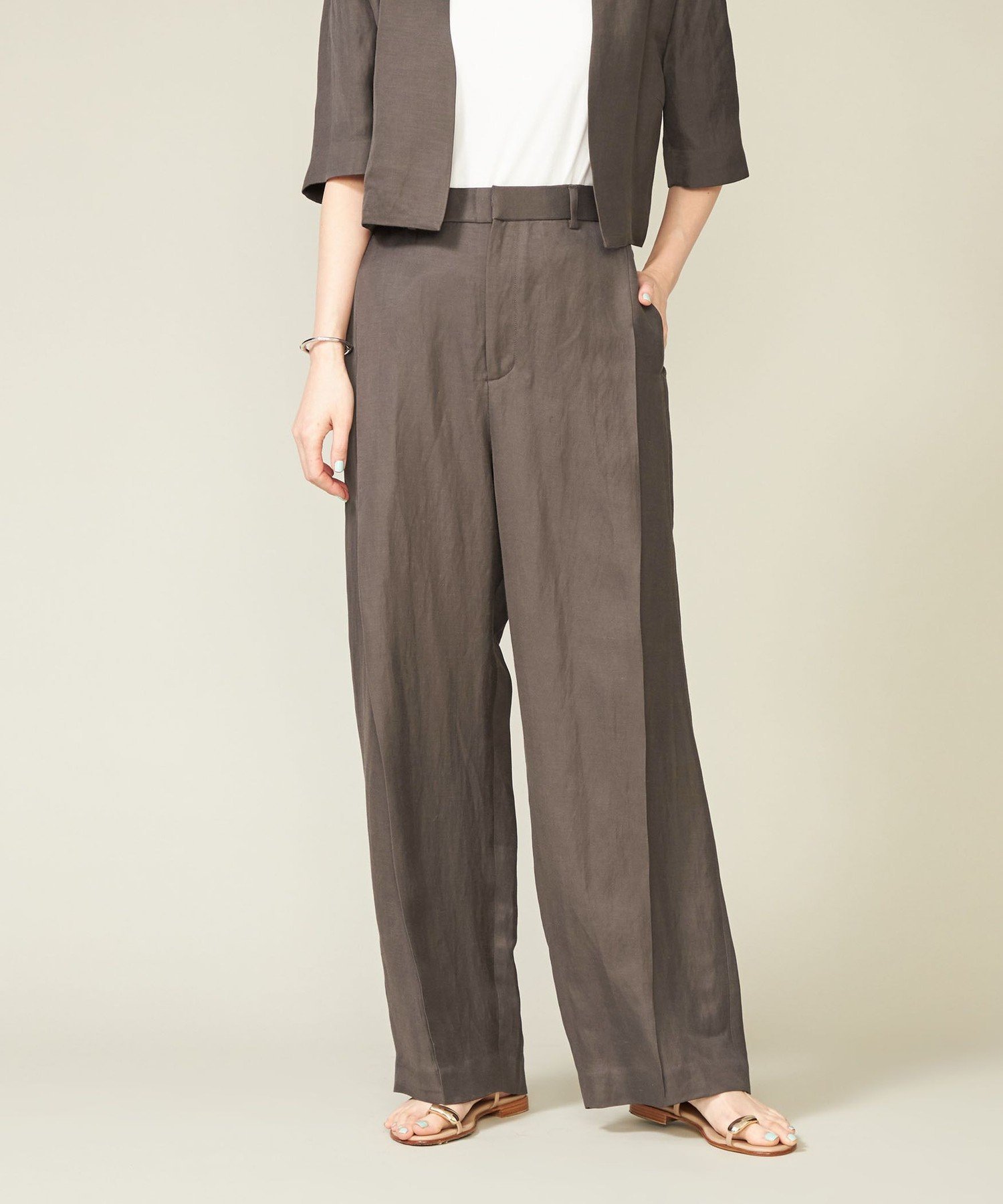 【SALE／40%OFF】conte ＜conte＞タック イージー ワイドパンツ ユナイテッドアローズ アウトレット パンツ その他のパンツ ベージュ グレー【送料無料】