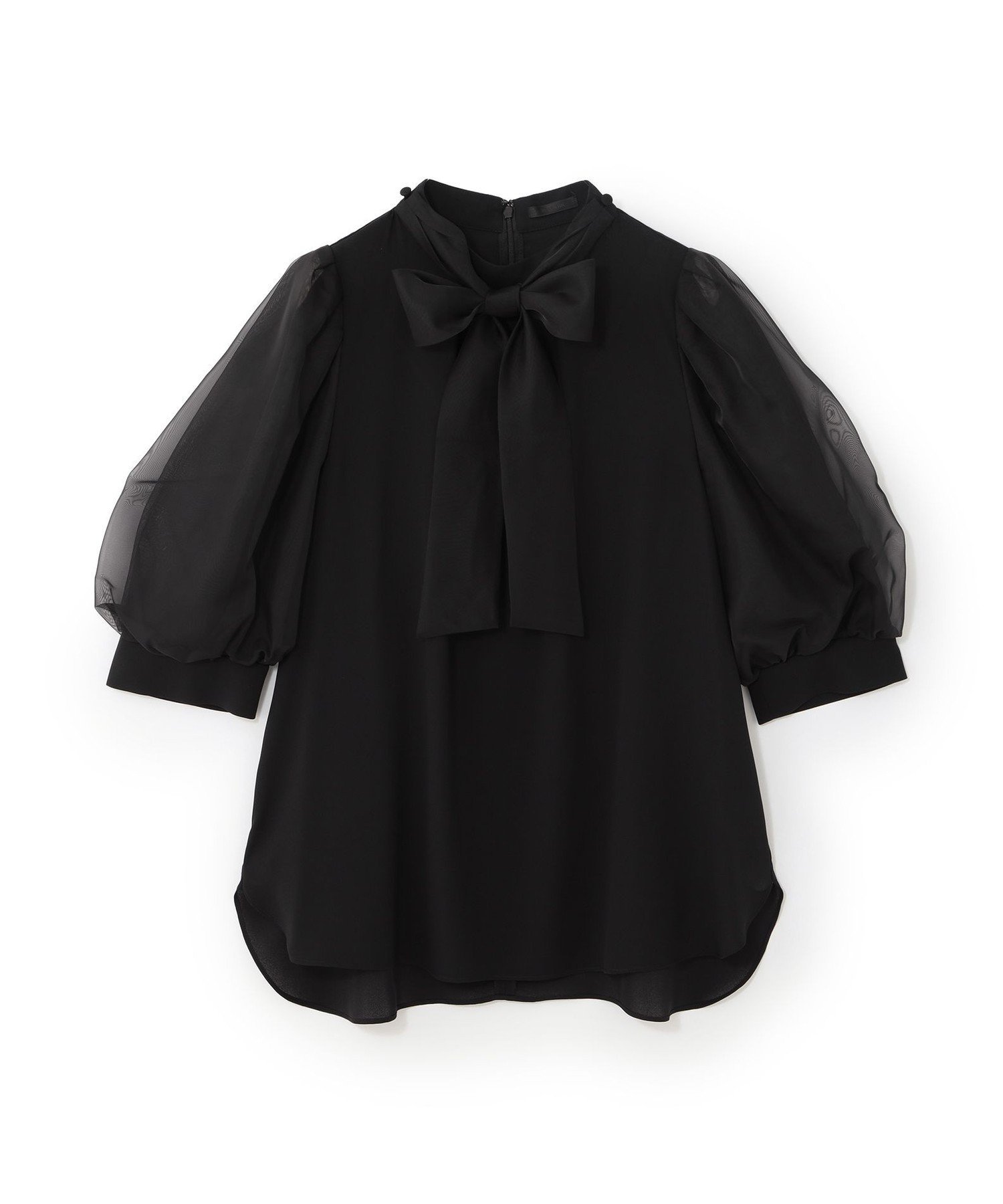 TO BE CHIC 【L】シアースリーブ ボウタイブラウス サンヨー エルサイズ トップス シャツ・ブラウス ブラック ピンク