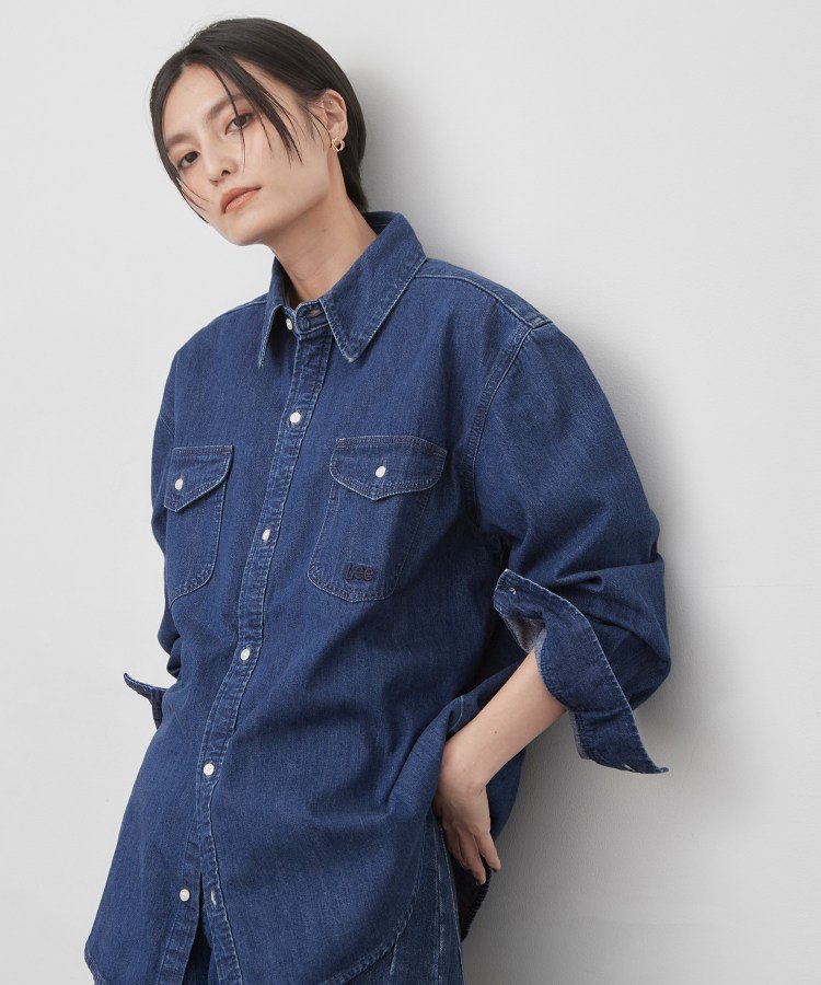 OPAQUE.CLIP 【Lee別注】ワークデニムシャツ オペークドットクリップ トップス シャツ・ブラウス ネイビー ブルー【送料無料】