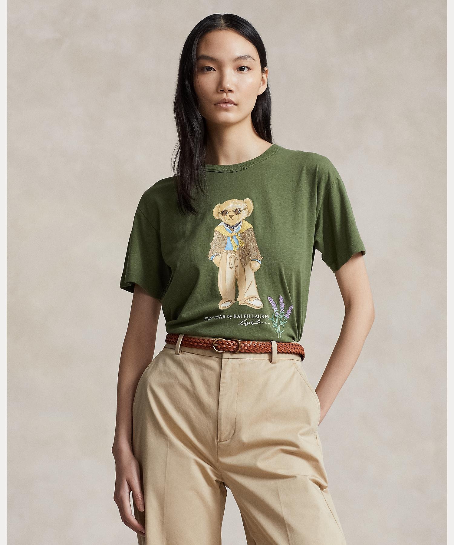 ポロ ラルフローレン トップス レディース POLO RALPH LAUREN Polo ベア コットン ジャージー Tシャツ ラルフローレン トップス カットソー・Tシャツ グリーン【送料無料】