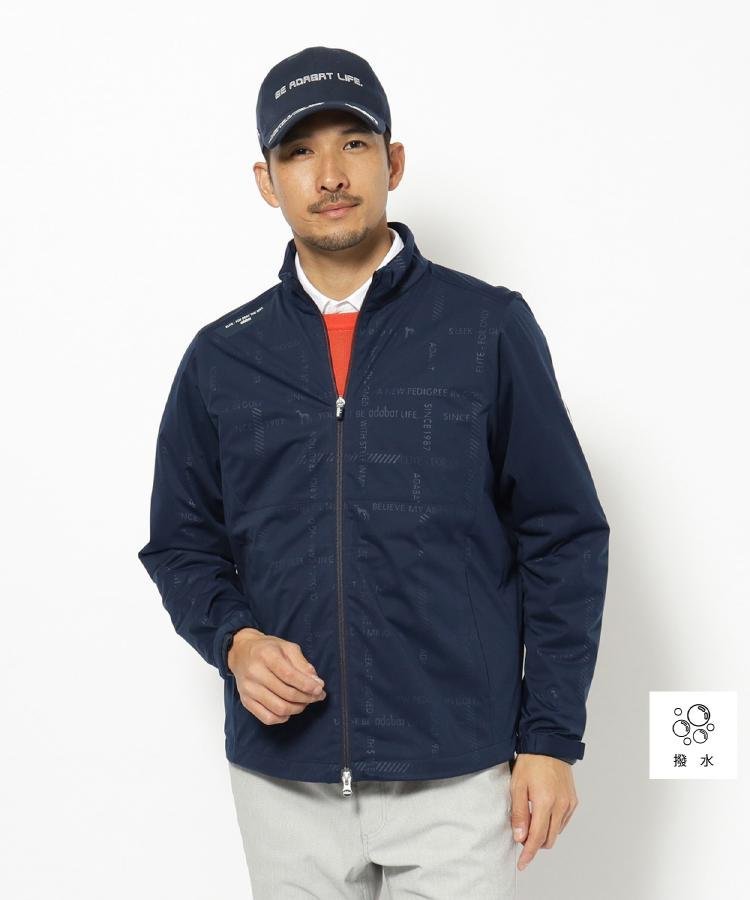 【SALE／30%OFF】adabat 撥水加工 ロゴチェックストレッチブルゾン アダバット ジャケット・アウター ブルゾン・ジャンパー ネイビー【送料無料】