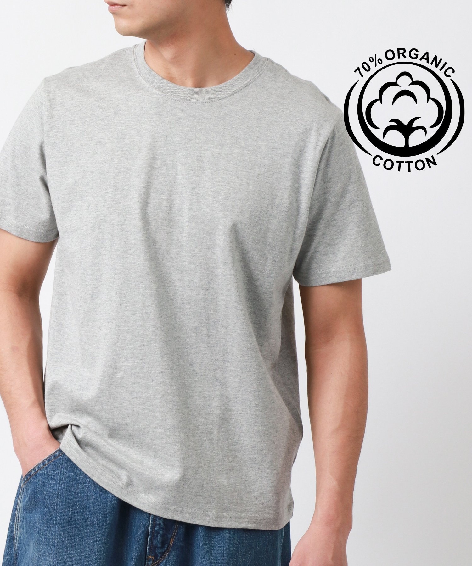 MRU Tシャツ メンズ 半袖 無地 コットン オーガニック ティーシャツ マルカワ トップス カットソー・Tシャツ ネイビー ピンク カーキグリーン イエロー ホワイト グレー ブラック