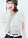 LILY BROWN 【WEB限定カラー】アームウォーマー付きフェザーヤーンコンパクトトップス リリーブラウン トップス ニット ブラウン ブラック ホワイト【...