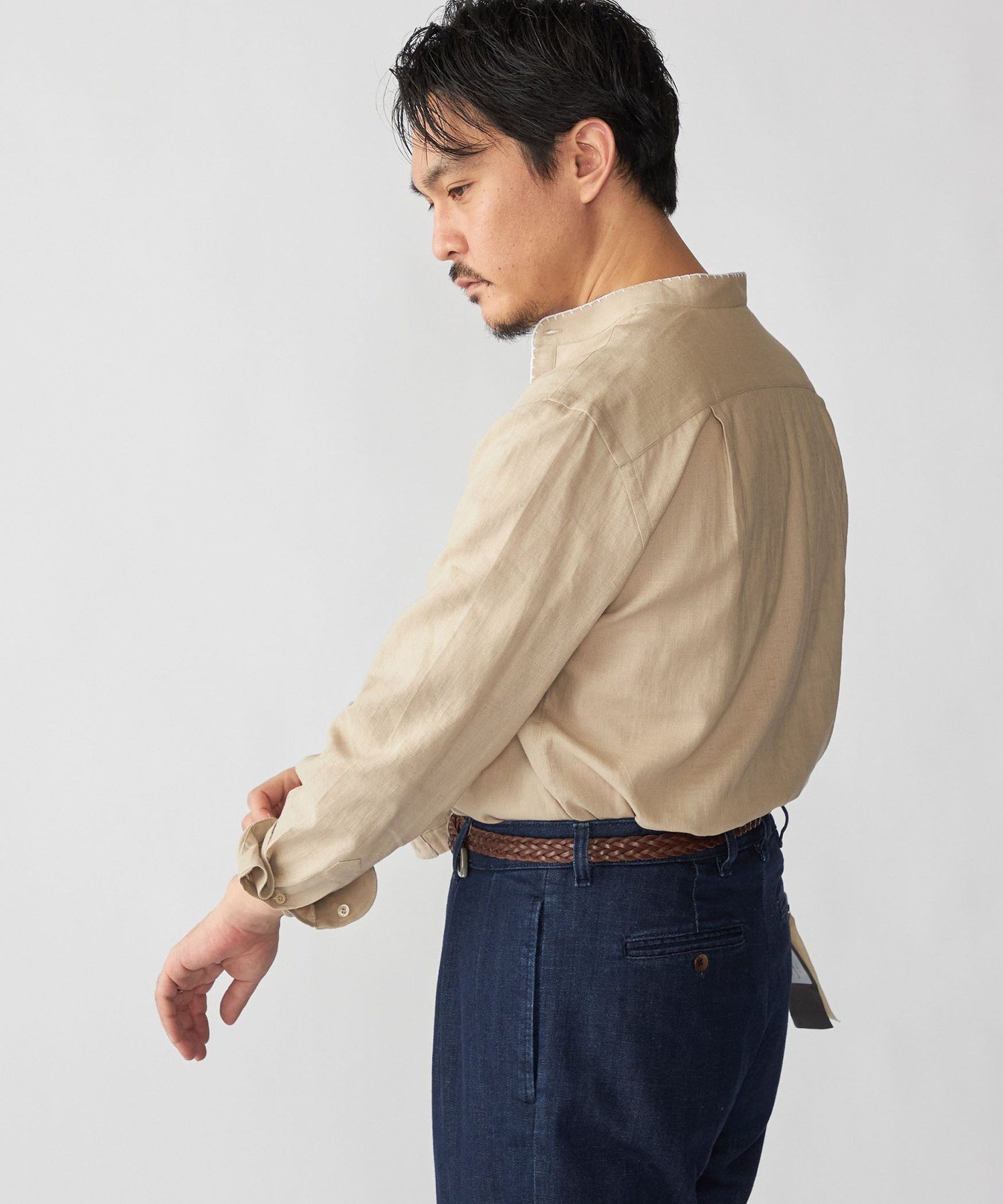 SHIPS MEN 【SHIPS別注】Errico Formicola: エンブロイダリー リネン ソリッド シャツ シップス トップス シャツ・ブラウス ベージュ グリーン【送料無料】