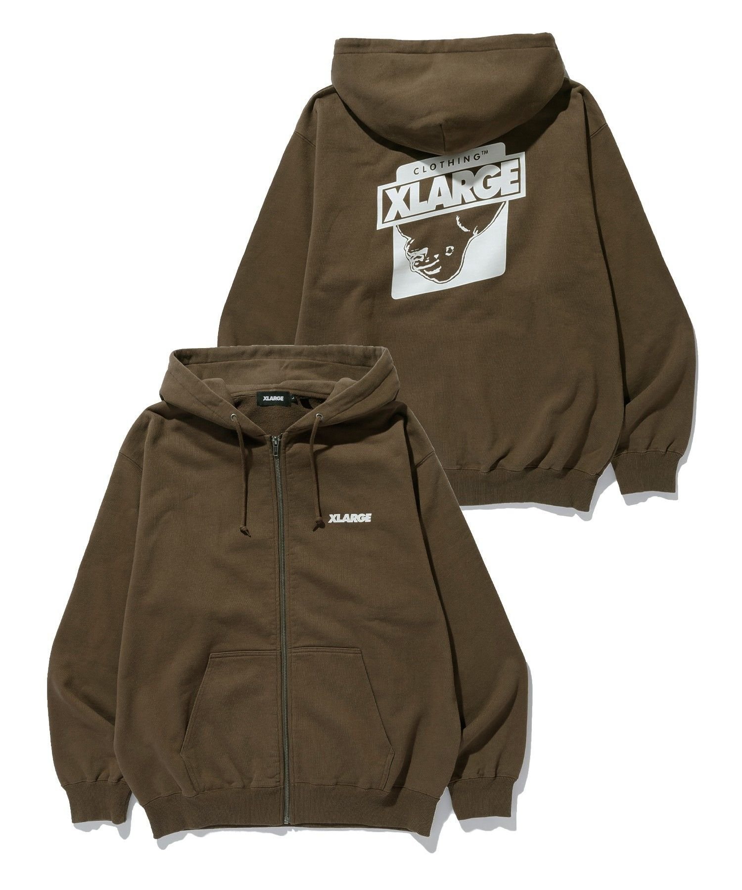FLIP OG ZIP HOODED SWEATSHIRT エクストララージ トップス パーカー・フーディー ブラック ブラウン