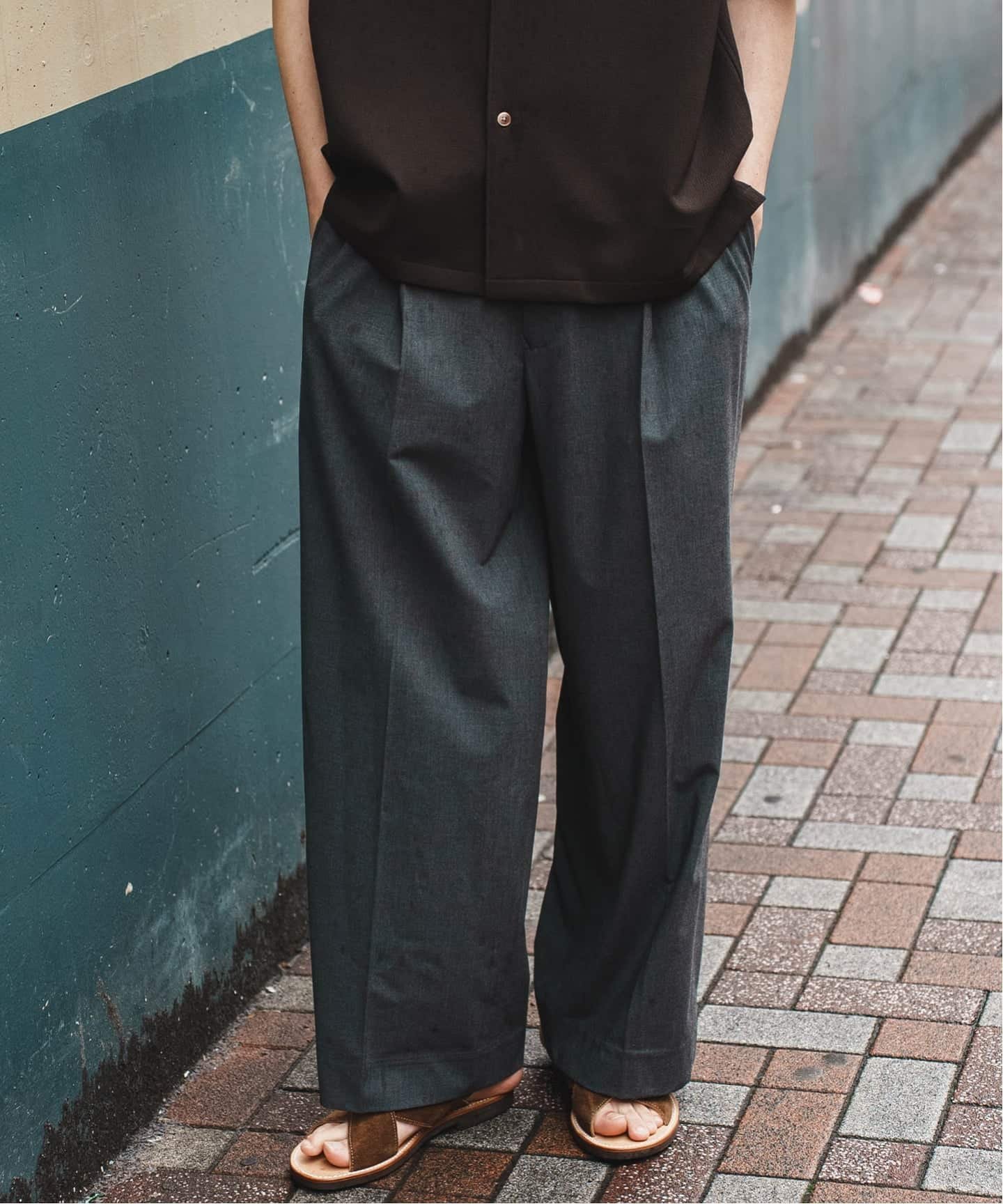 【SALE/30% OFF】EDIFICE 《WEB Exclusive》 Wide Easy Tropical Slacks EDIFICE Pants Slacks/Dress Pants Black Gray Beige 【Free Shipping】