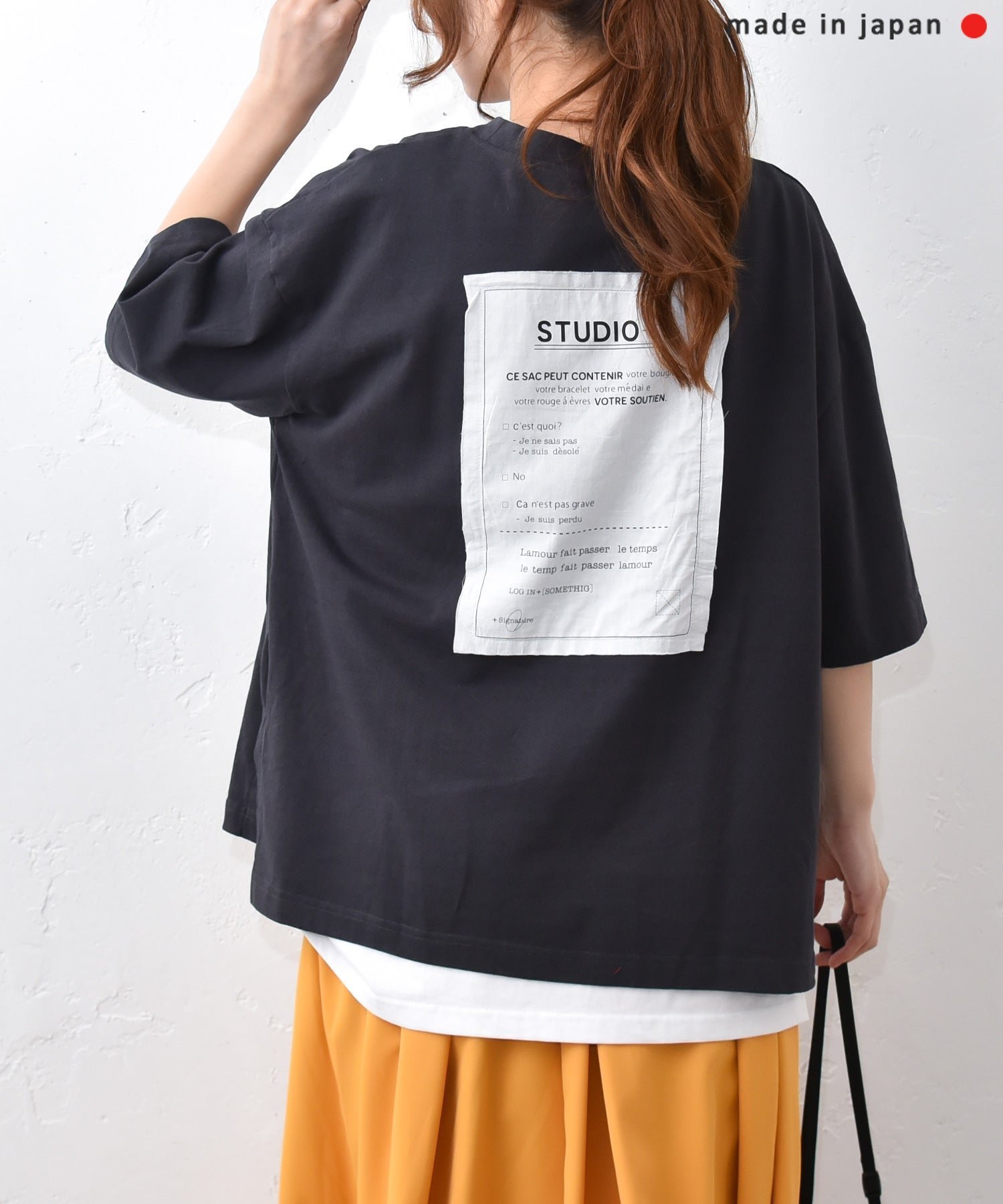 and quarter｜バック布帛ワッペンTシャツ [[131307F]][C] ハグハグ トップス カットソー・Tシャツ ピンク ホワイト