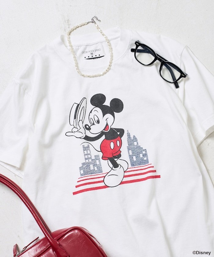 【MICKEY MOUSE】プリントTシャツ フリークスストア トップス カットソー・Tシャツ ホワイト