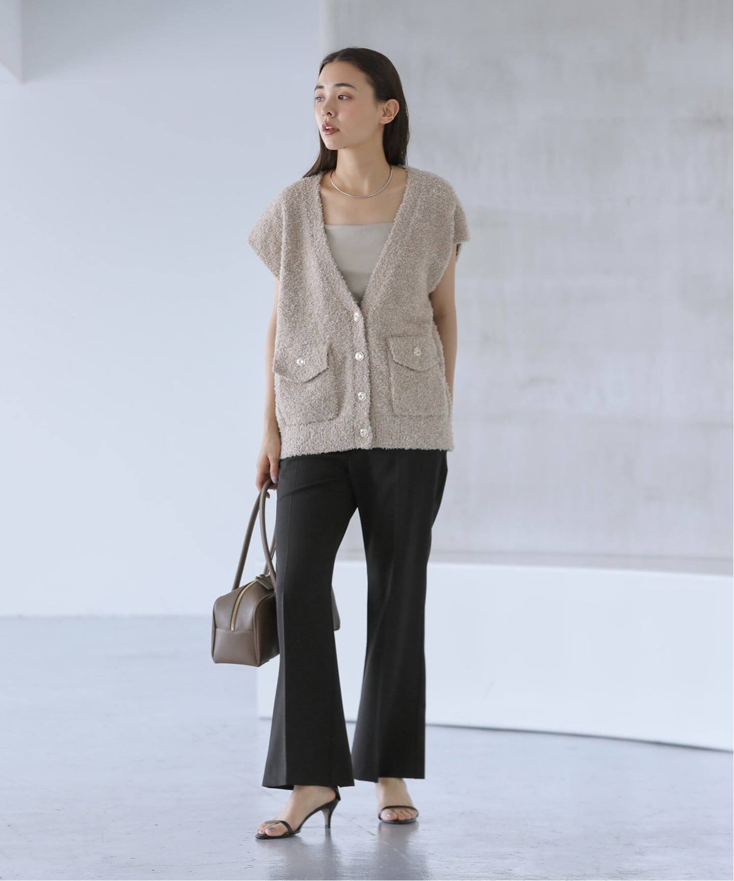 La Totalite 《予約》【洗える】バックスリットパンツ ラ トータリテ パンツ スラックス・ドレスパンツ ブラウン ブラック