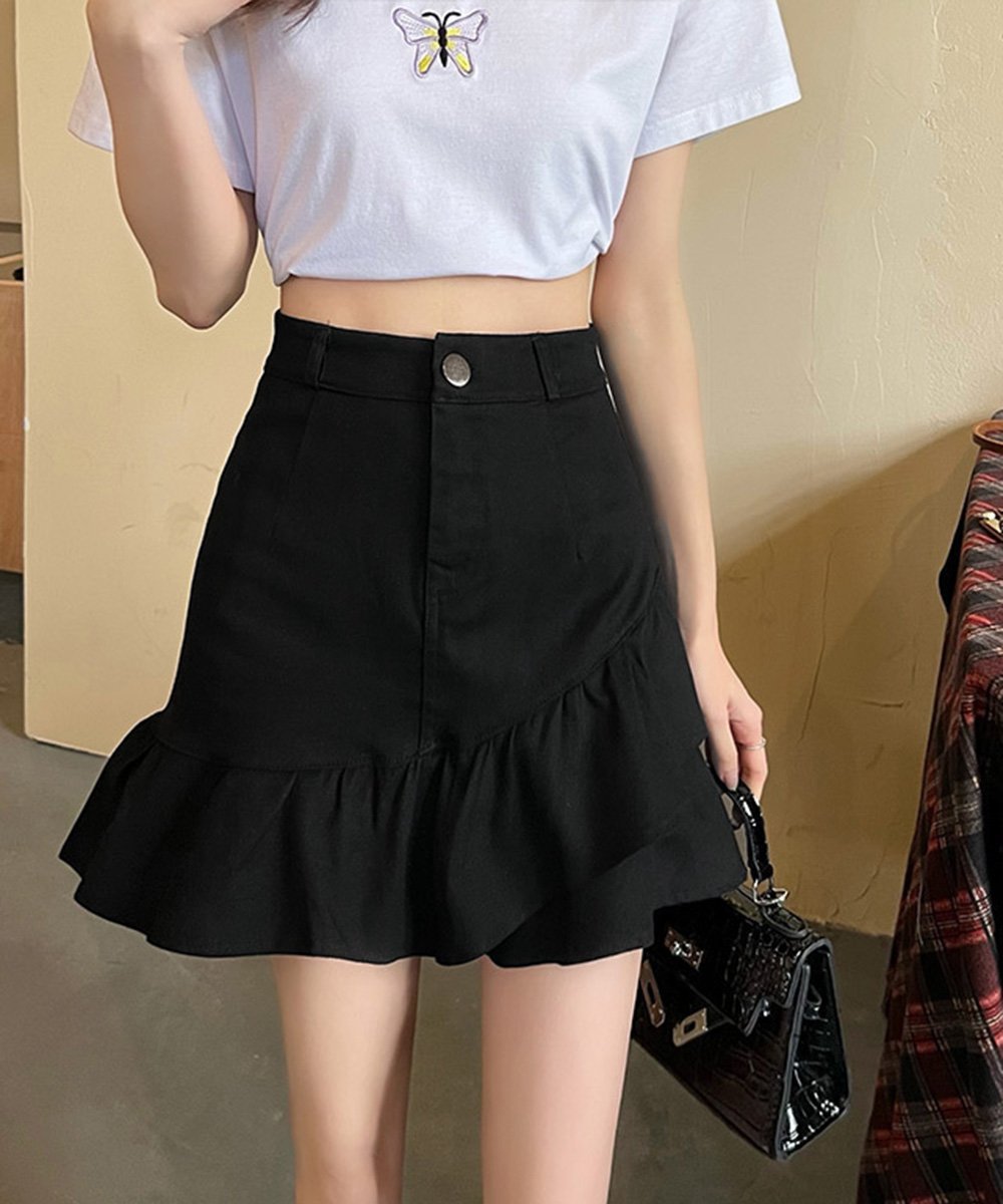 【SALE／34%OFF】miniministore インナーパンツ付きフリルスカートミニスカ ミニミニストア スカート その他のスカート ブラック ホワイト