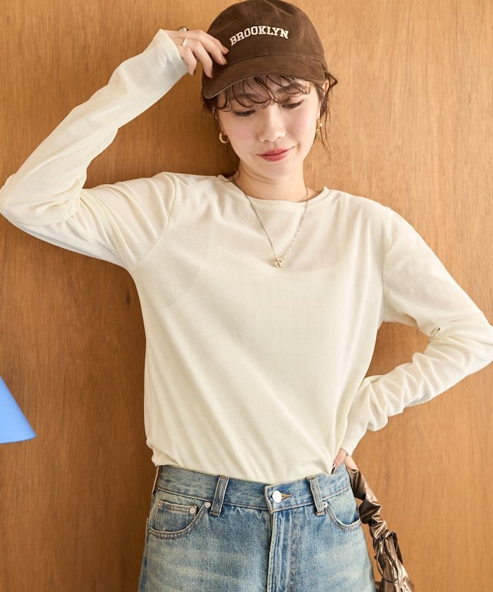 【SALE／60%OFF】FREAK'S STORE シアー フロッキー クルーネック プルオーバー【限定展開】 フリークスストア トップス カットソー・Tシャツ グリーン ホワイト グレー ブラックのサムネイル