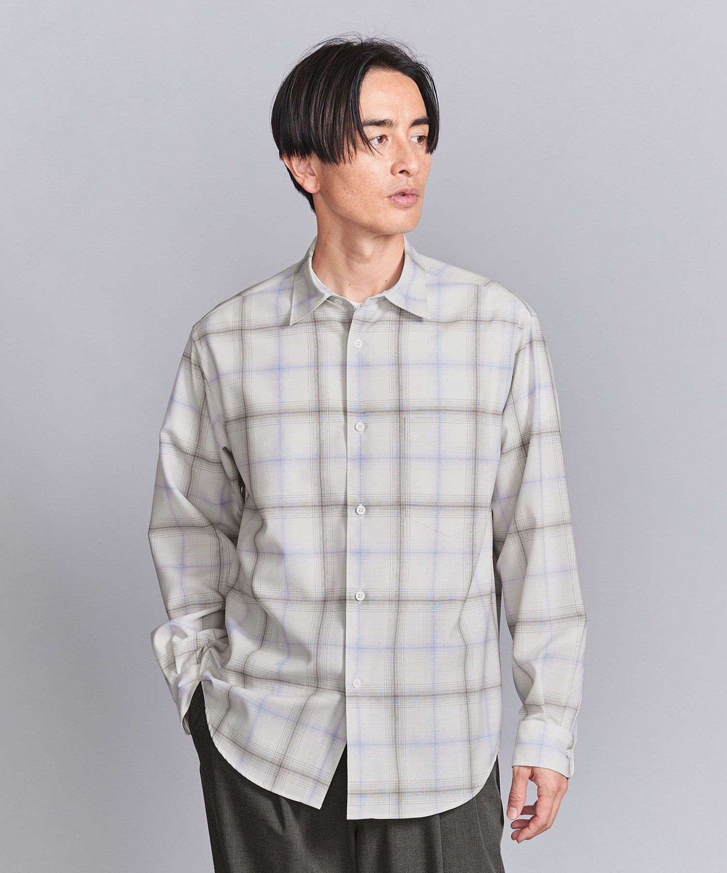 【SALE/30%OFF】BEAUTY&YOUTH UNITED ARROWS 尾州 オンブレ レギュラーフォルム テーパード シャツ -ウォッシャブル MADE IN JAPAN- ビューティー&ユース ユナイテッドアローズ トップス シャツ・ブラウス ホワイト ネイビー【送料無料】