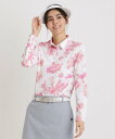 adabat UVカット/吸水速乾 フラワープリント長袖ポロシャツ アダバット トップス ポロシャツ ブルー ピンク【送料無料】