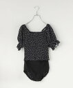【SALE/20%OFF】LOWRYS FARM 【JUNIOR】シャーリングパフSWIM ローリーズファーム 水着・スイムグッズ 水着 グリーン ブラック ピ...