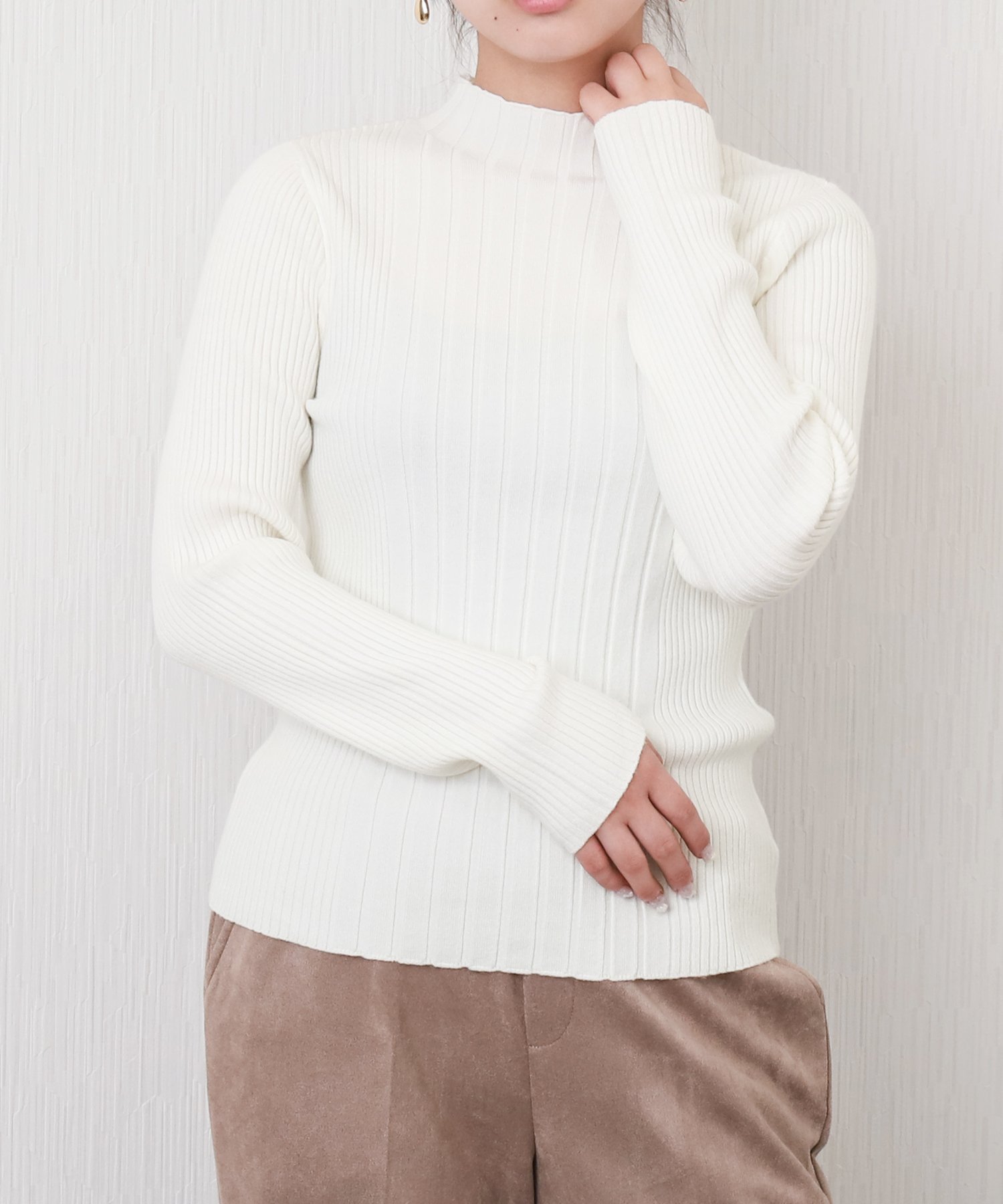 【SALE／48%OFF】MARBLE WALTZ 【洗濯機で洗える】ランダムリブボトルネックニットプルオーバー リベルモア トップス ニット ブラック レッド ピンク ホワイト グレー