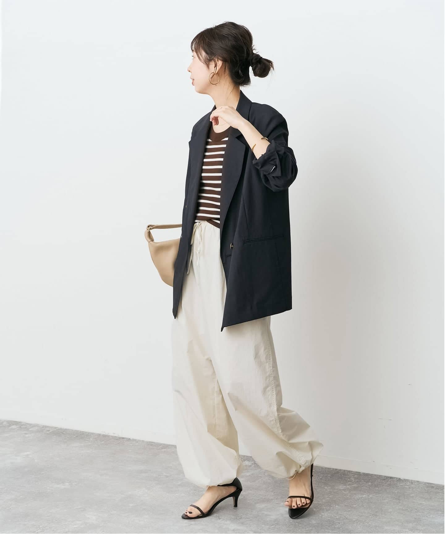 Spick & Span CO/PA タイプライターギャザーパンツ スピックアンドスパン パンツ その他のパンツ ベージュ ピンク