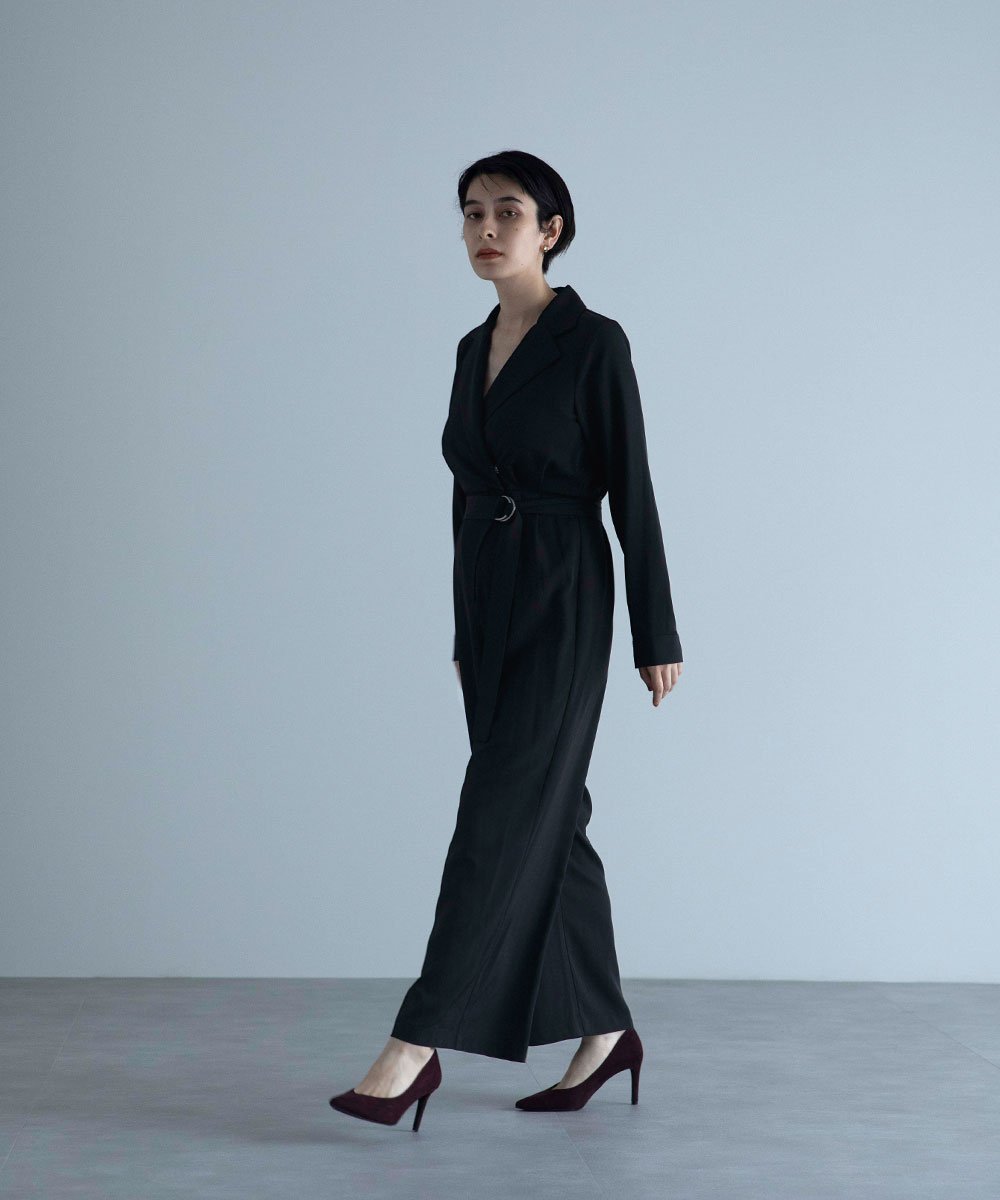 marjour BELTED PANTS DRESS マージュール オールインワン オーバーオール オールインワン つなぎ ブラック【送料無料】