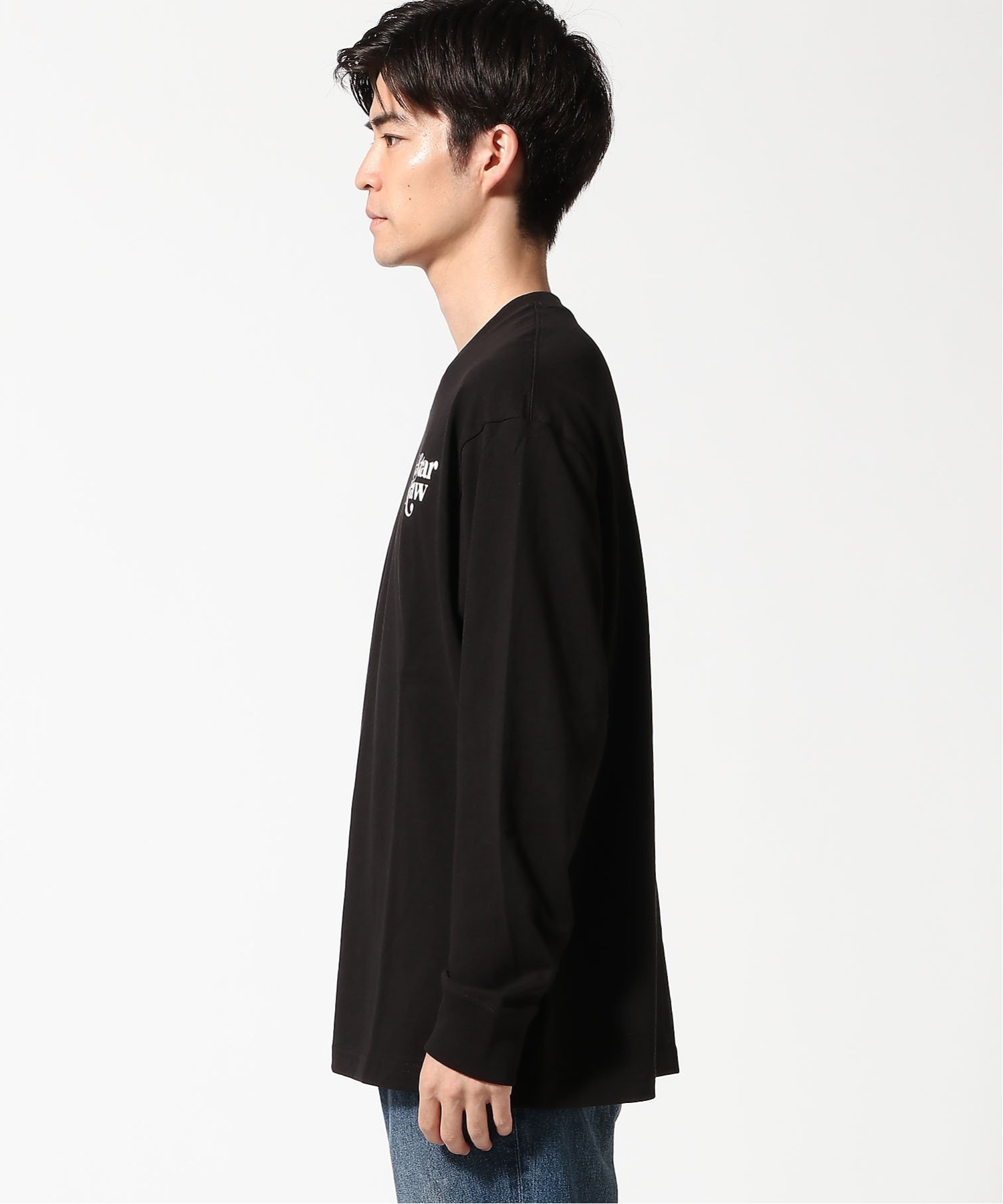 【公式ショップ】FOXY CHEST BOXY T-SHIRT/グラフィックロゴオーバーサイズロングスリーブTシャツ ジースターロゥ トップス カットソー・Tシャツ ブラック