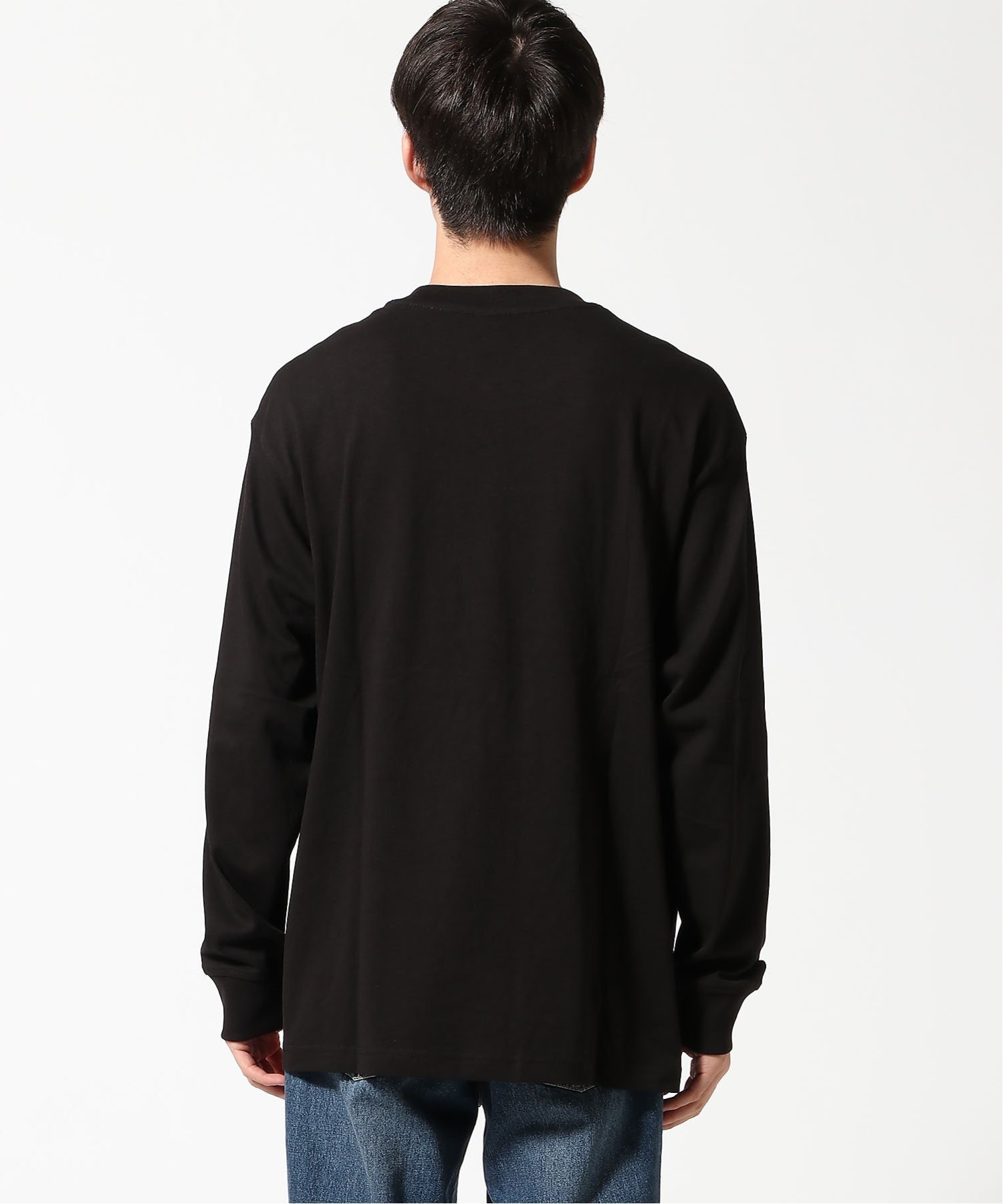 【公式ショップ】FOXY CHEST BOXY T-SHIRT/グラフィックロゴオーバーサイズロングスリーブTシャツ ジースターロゥ トップス カットソー・Tシャツ ブラック