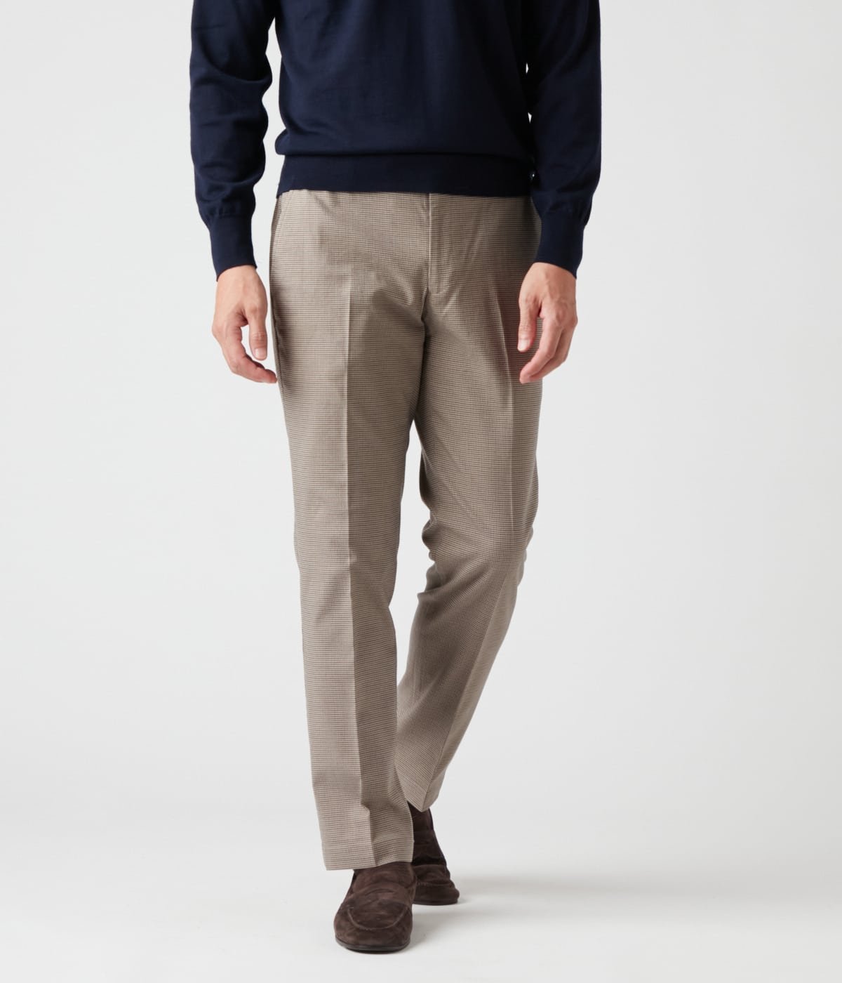 NEWYORKER MEN 【ストレッチ】ソフトサーモ ガンクラブチェック ウエストアジャストパンツ ニューヨーカー パンツ その他のパンツ ベージュ グレー