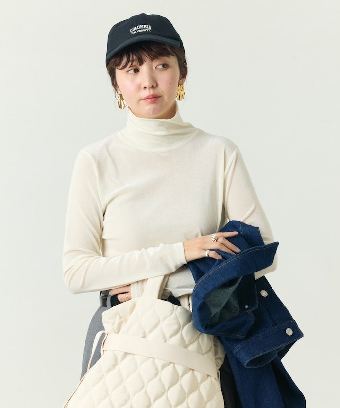 【SALE／60%OFF】FREAK'S STORE シアー フロッキー ハイネック プルオーバー【限定展開】 フリークスストア トップス カットソー・Tシャツ ブラック グリーン ホワイト グレーのサムネイル