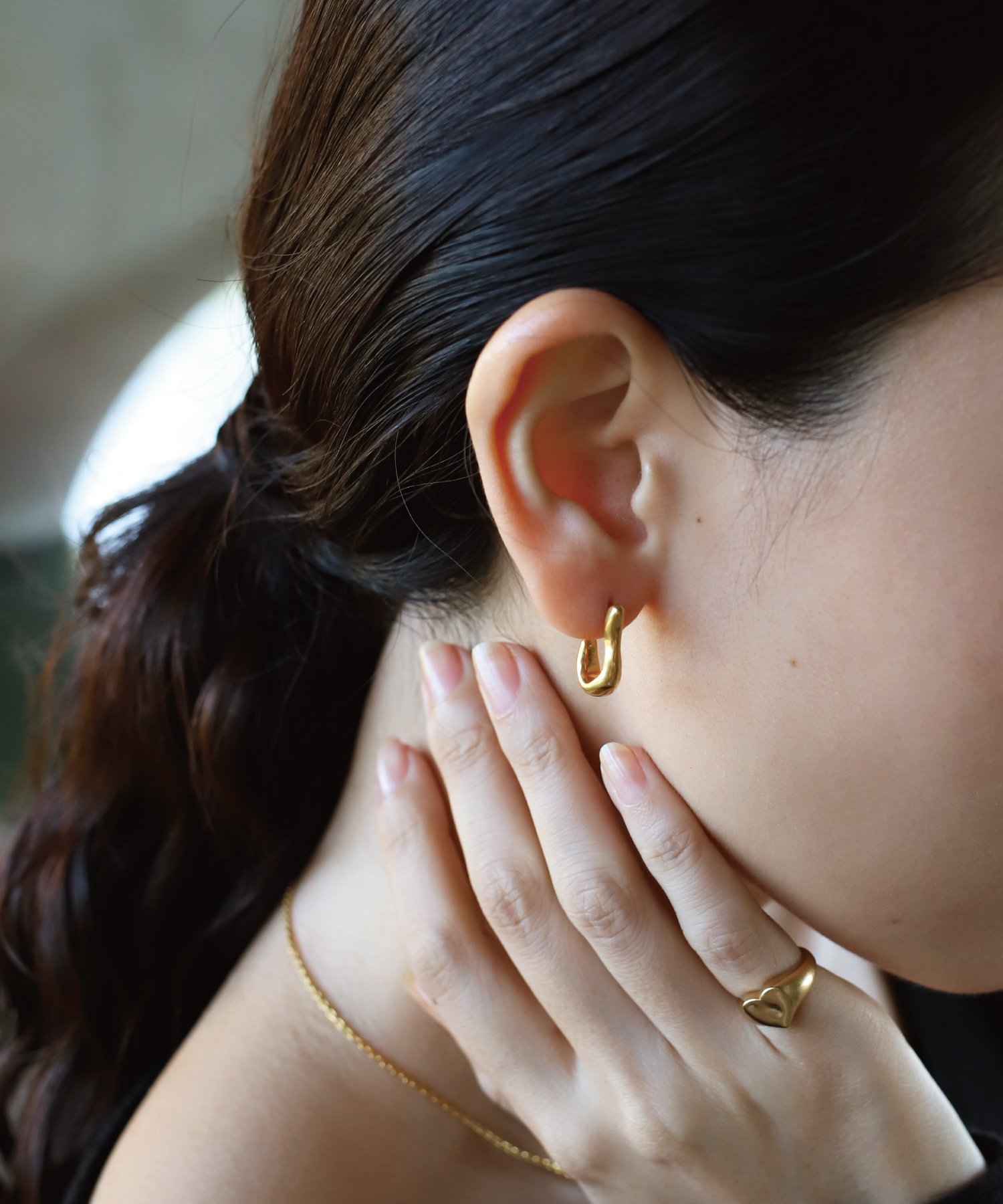 TEN. ハートスワンピアス GD テン アクセサリー・腕時計 アンクレット ゴールド