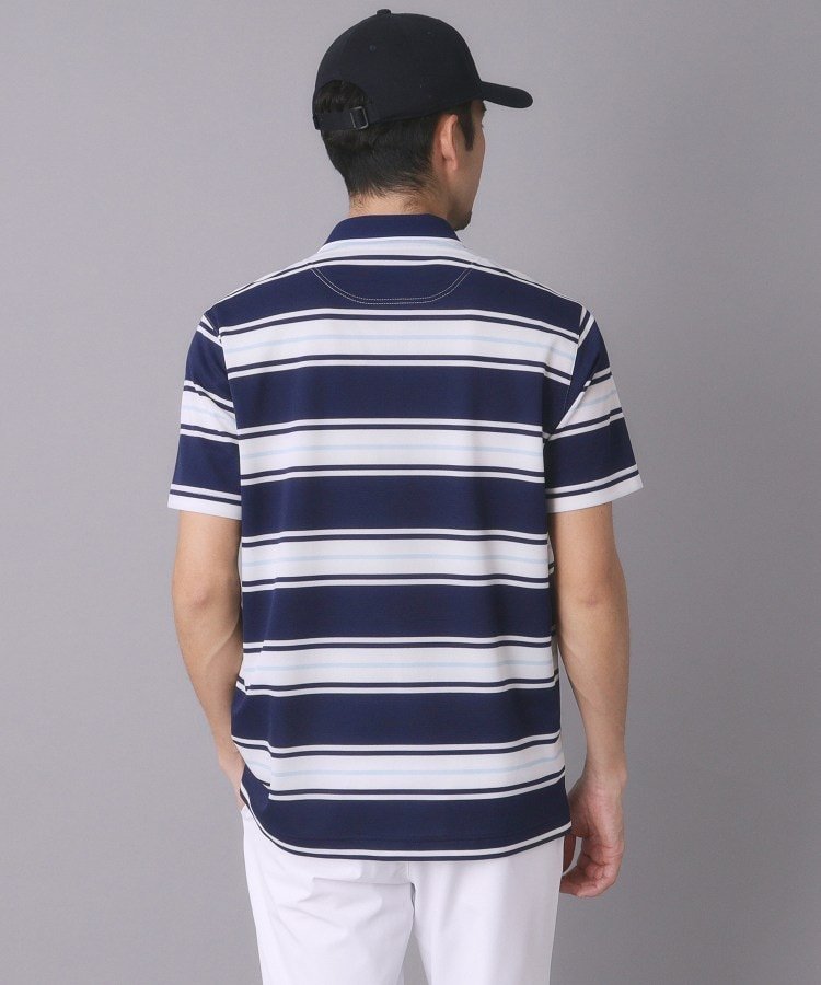 adabat 【ADABAT NAVY】UVカット ランダムボーダー半袖ポロシャツ アダバット トップス ポロシャツ ブルー【送料無料】