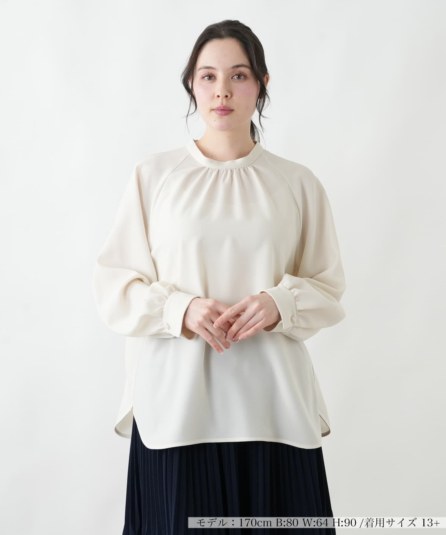 Leilian PLUS HOUSE ブラウス【BOURGE】 レリアン プラスハウス トップス シャツ・ブラウス ネイビー ベージュ